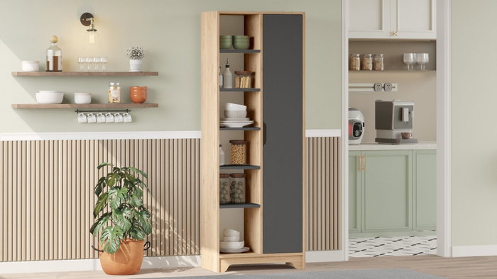 Hanah Home Armario Multiusos LIB2-SA Roble y Antracita